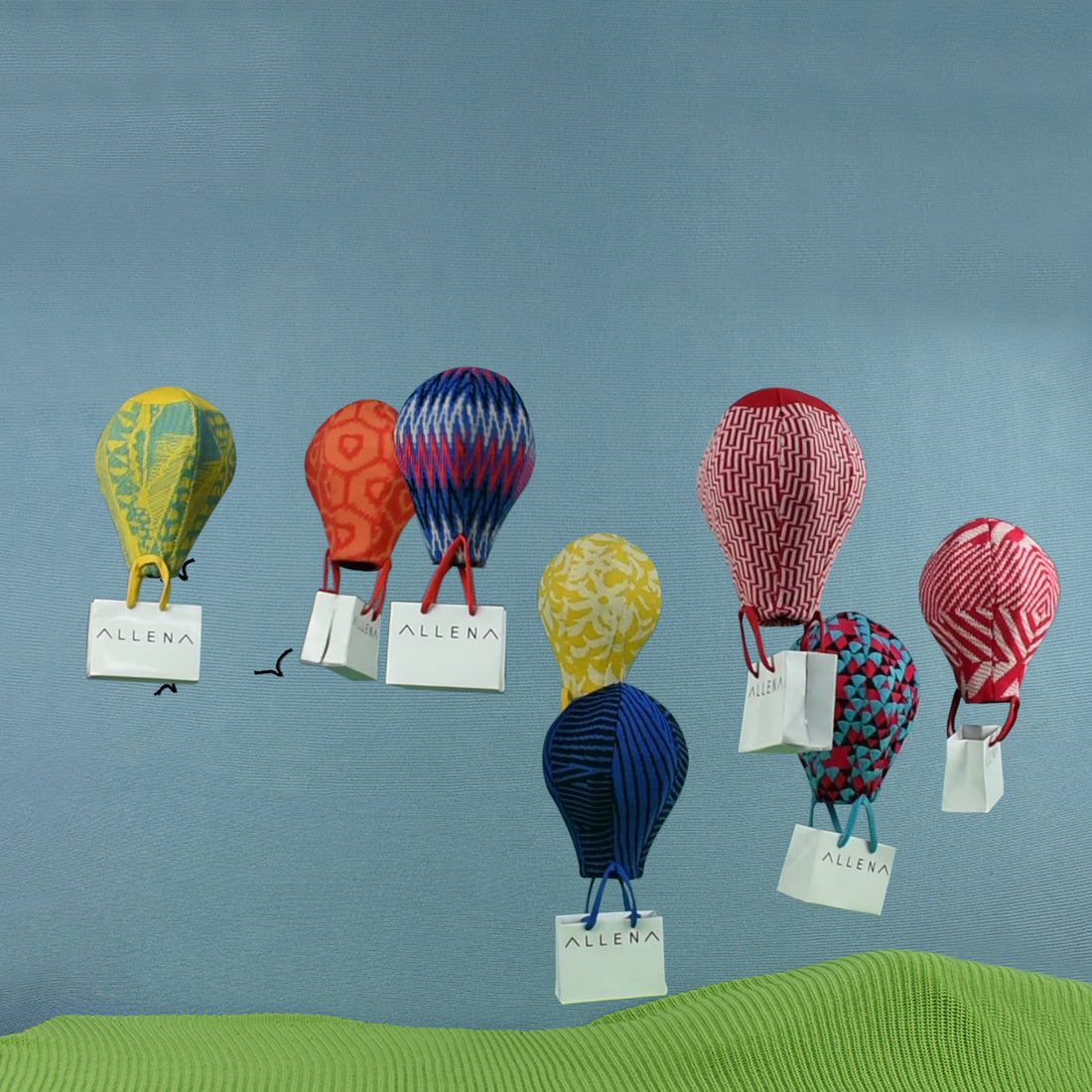 Balloons made of Legacy patterns depicting small businesses taking off. By allena